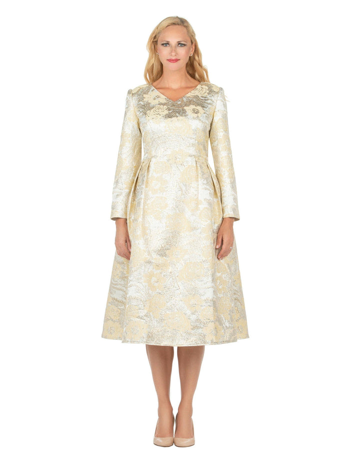 1pc Lux Brocade A-line Dress w/ Cape - Plus
