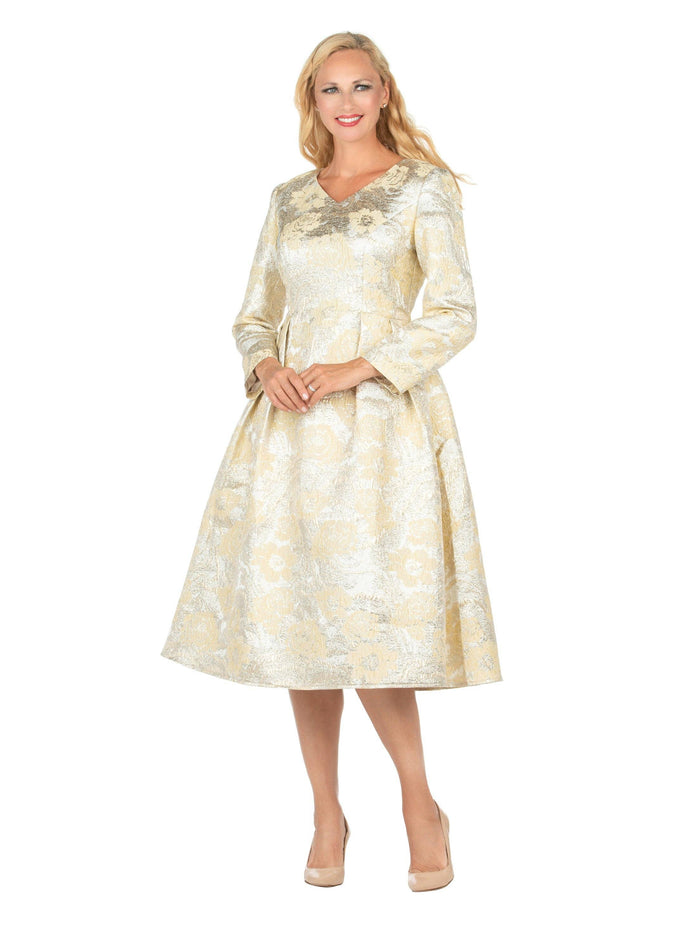 1pc Lux Brocade A-line Dress w/ Cape - Plus