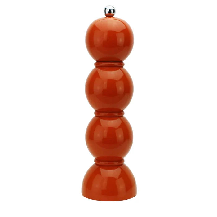 24cm Vibrant Orange Bobbin Design Pepper Salt Grinder, High Gloss Lacquer, by Addison Ross