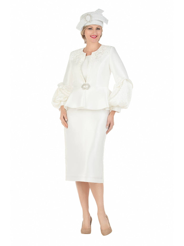 3pc Balloon Slv Peplum Jkt Skirt Suit-Plus