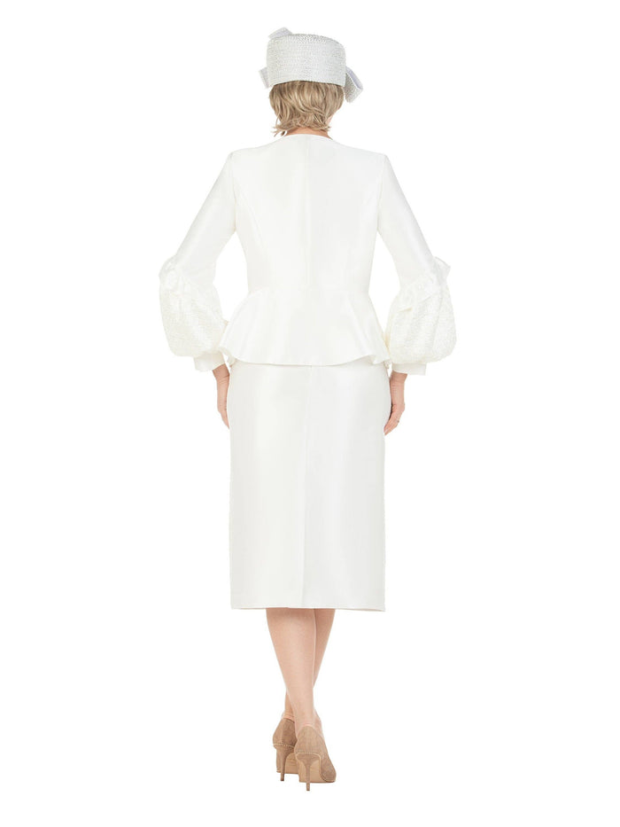 3pc Balloon Slv Peplum Jkt Skirt Suit-Plus