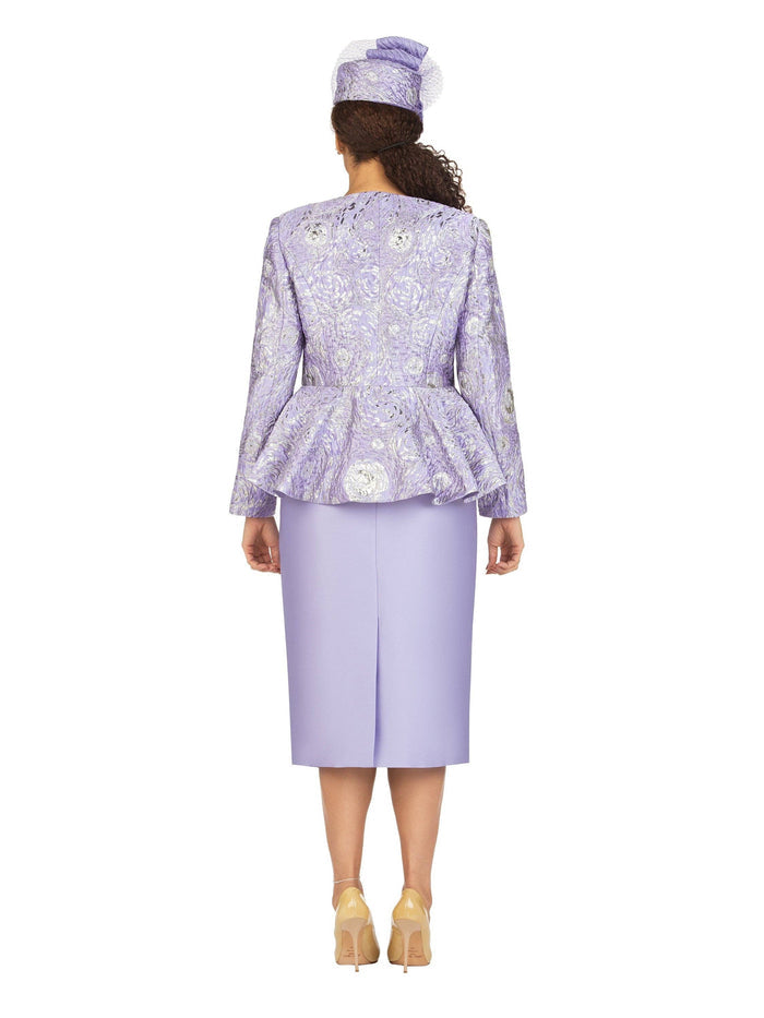 3pc Brocade&Crkl Satin Peplum Skt Suit-Plus