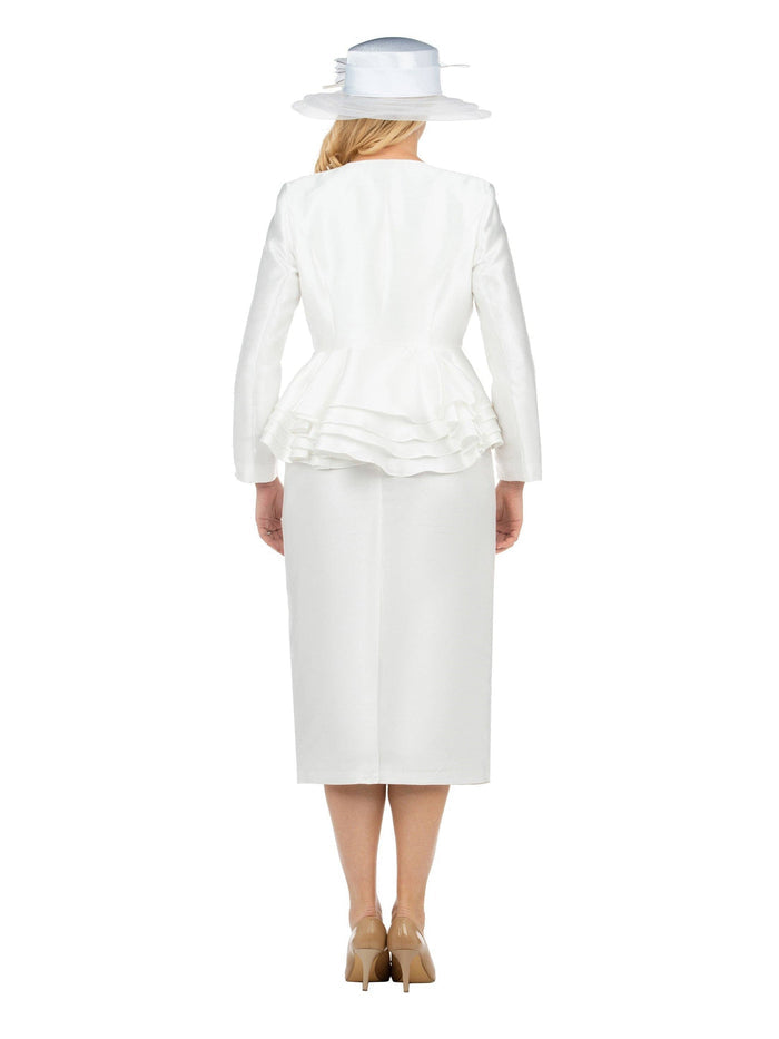 3pc Layered Peplum Silky Twill Skirt Suit