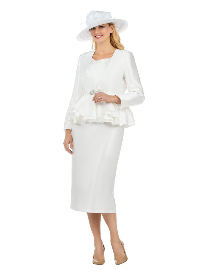 3pc Layered Peplum Silky Twill Skirt Suit