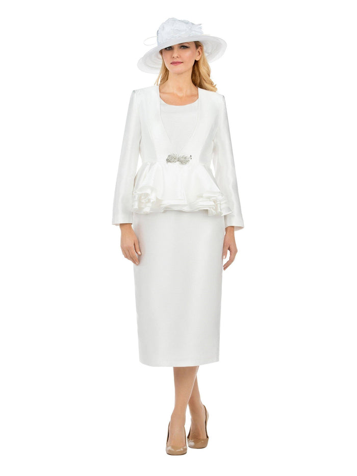 3pc Layered Peplum Silky Twill Skirt Suit