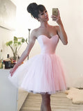 A Line Sweetheart Neck Short Pink Prom Dresses, Short Pink Formal Graduation Homecoming Dresses