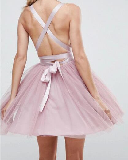 A Line V Neck Short Tulle Prom Dresses, Short Homecoming Dresses, Graduation Dresses Formal Dresses