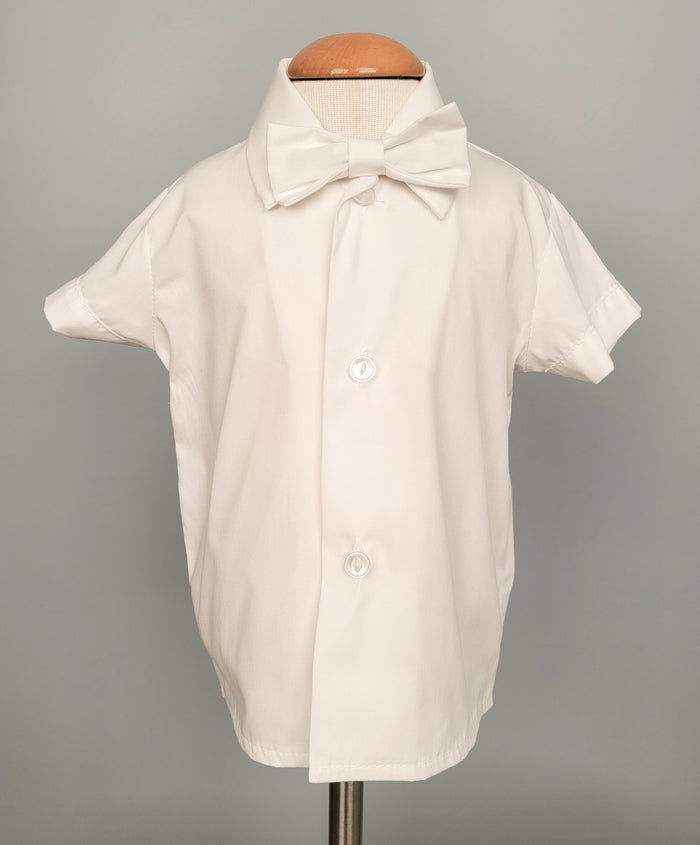 White shirt with bowtie for baby boys.