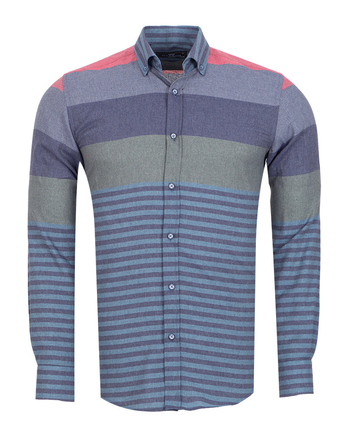 Anthracite Front Row Striped Print Shirt-Makrom