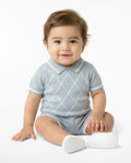 Argyle Polo Sweater Short Set in Blue