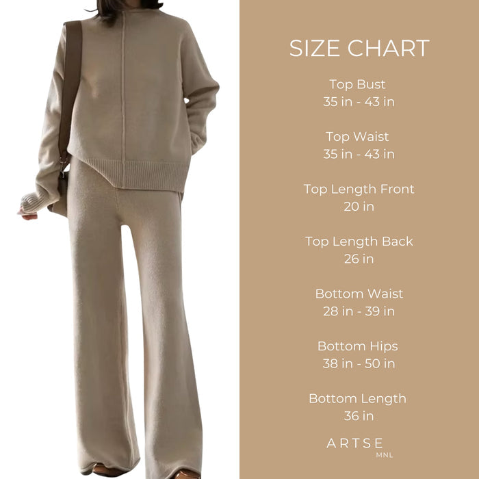 Artse MNL Knit High Neck Long Sleeves Pants Set
