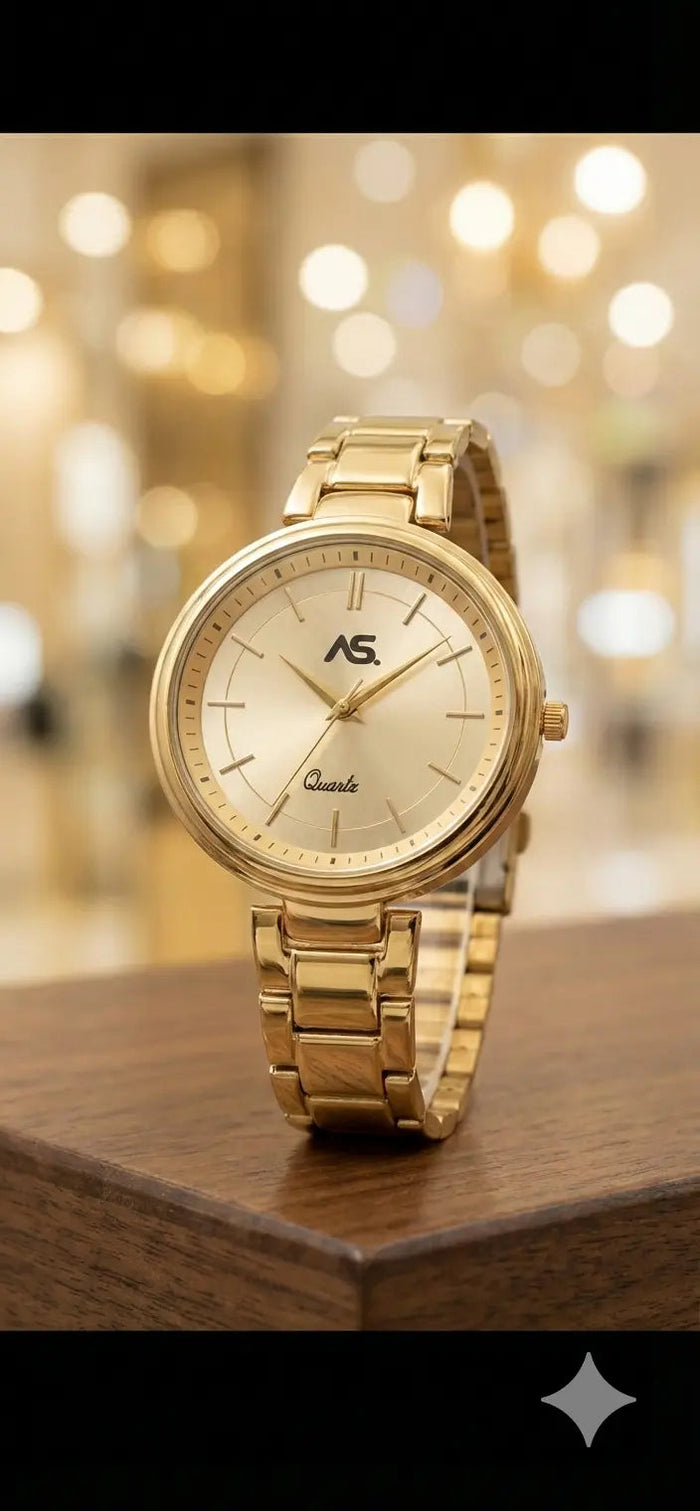 AS. Aura Gold – Elegant Slim-Profile Women’s Quartz Watch / Elegant Women's Watch - Ashoka Watch Company