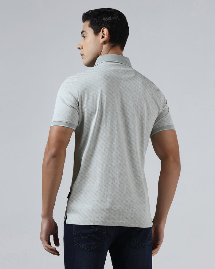 Ash Grey Printed Polo - Cross