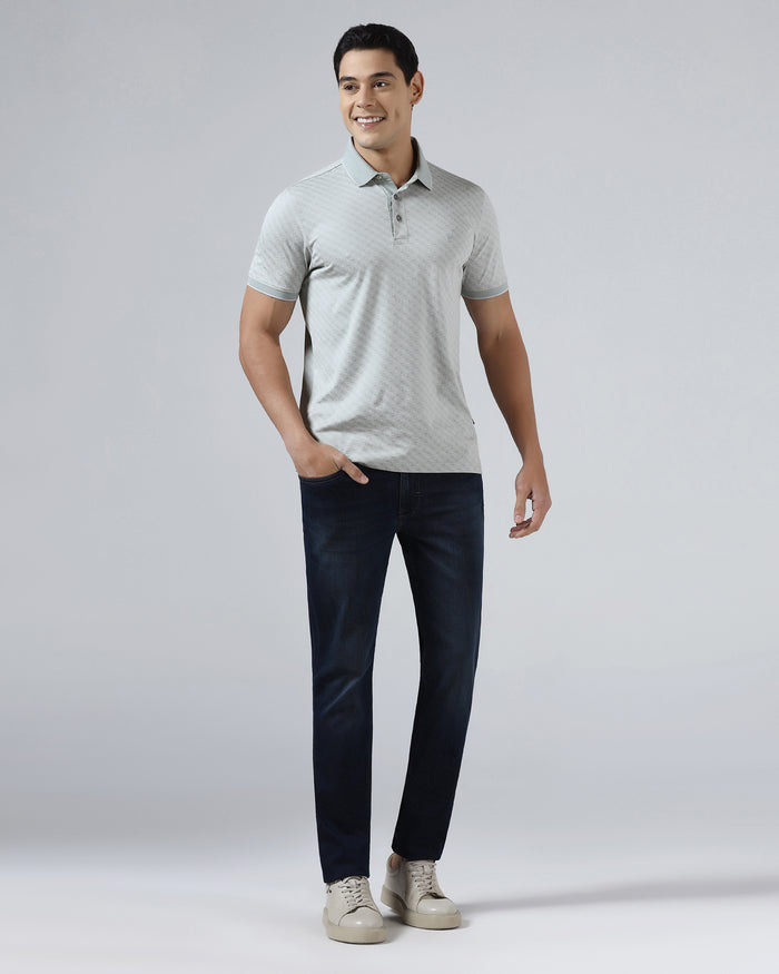 Ash Grey Printed Polo - Cross