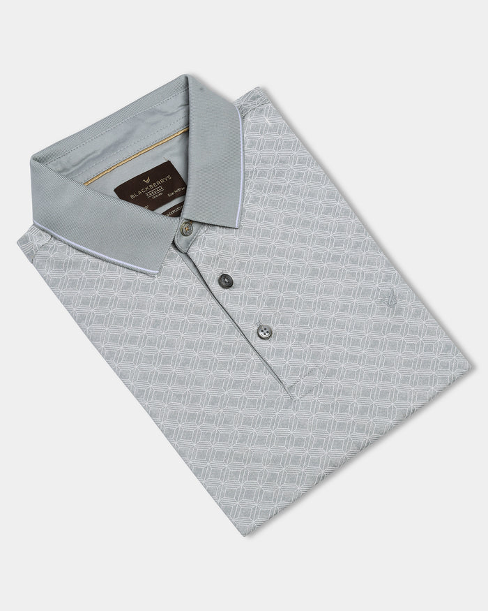 Ash Grey Printed Polo - Cross