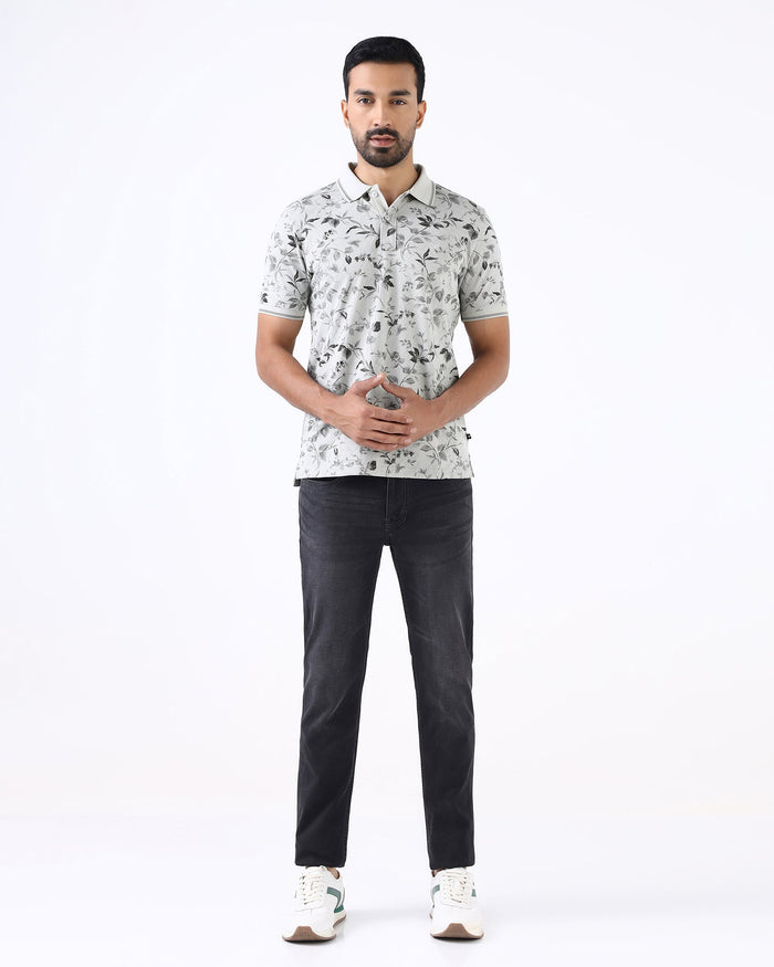 Ash Grey Printed Polo - Neru