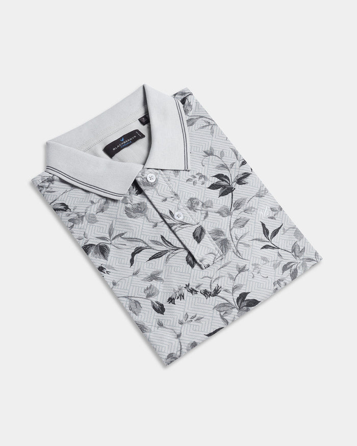 Ash Grey Printed Polo - Neru