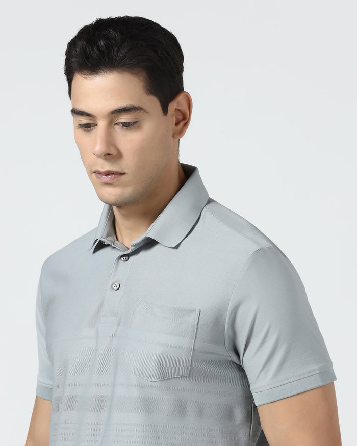 Ash Grey Textured Polo - Peek