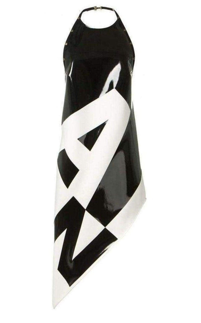 Anthony Vaccarello Asymmetrical Coated Crepe Dress - Runway Catalog