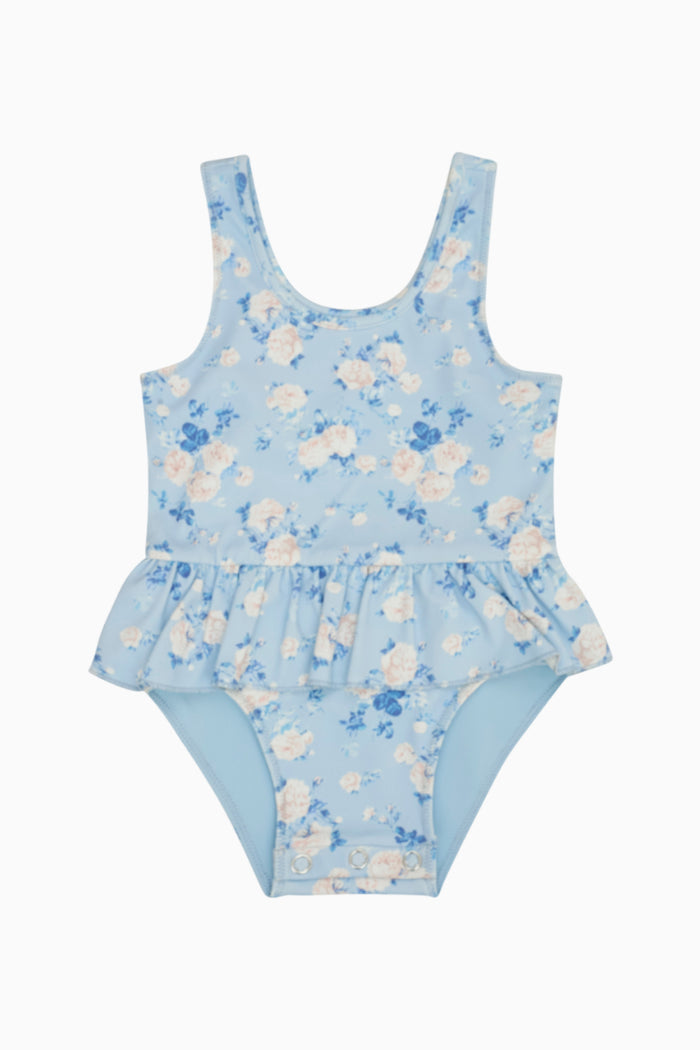 Baby Tamia Floral Ruffle Swimsuit - WHISPER BLUE