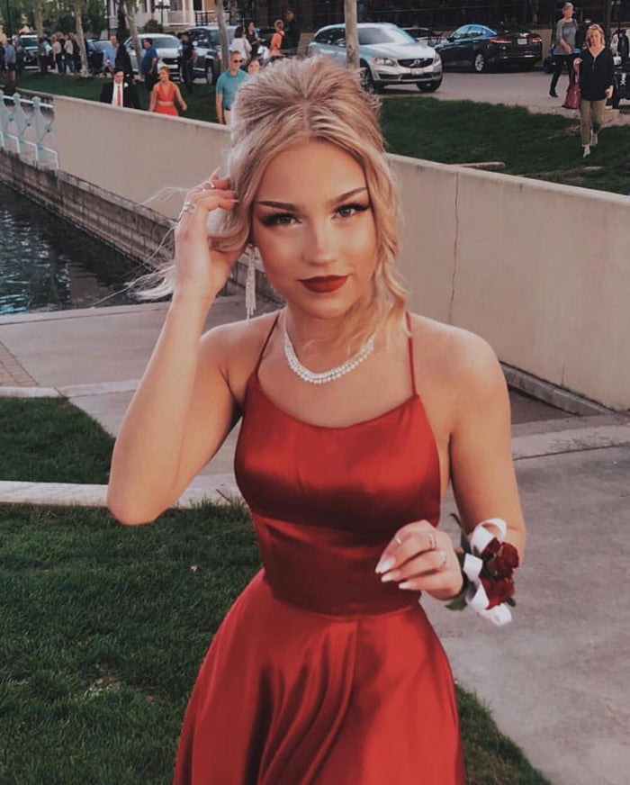 Backless Burgundy Prom Dresses Long, Burgundy Backless Formal Graduation Evening Dresses