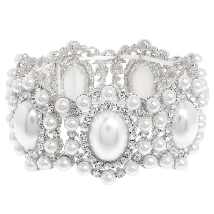 Baroque Crystal Gemstone Cluster Stretch Bracelet