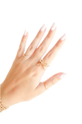 Beaded blondes gold bow ring