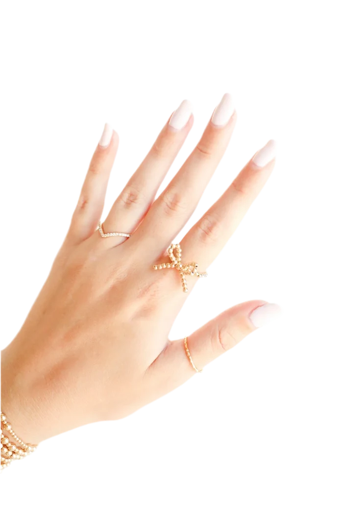 Beaded blondes gold bow ring