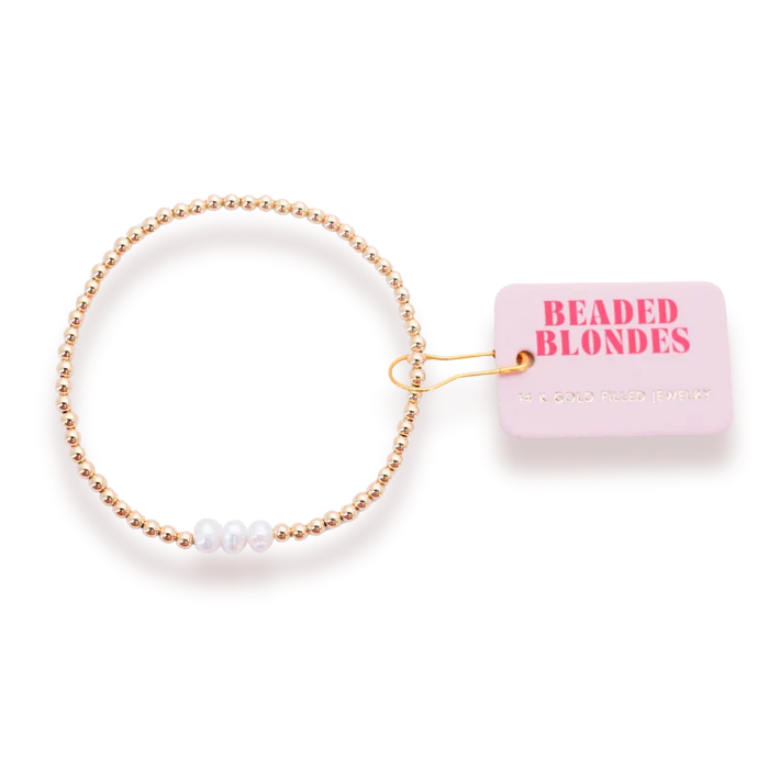 Beaded Blonde Harper pearl and gold beaded bracelets