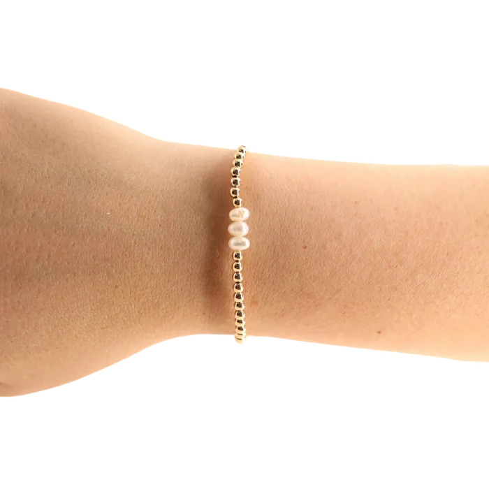 Beaded Blonde Harper pearl and gold beaded bracelets