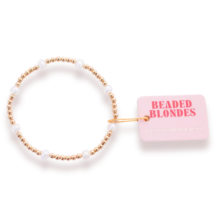 Beaded Blondes Kate gold and pearl beaded necklace