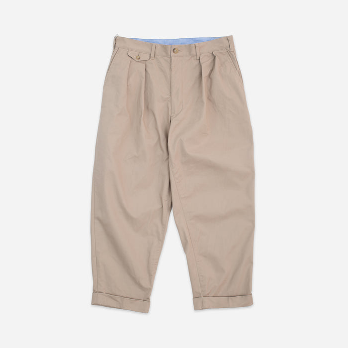 Beams Plus 2 PLEAT CLASSIC TWILL CHINO TROUSER - KHAKI