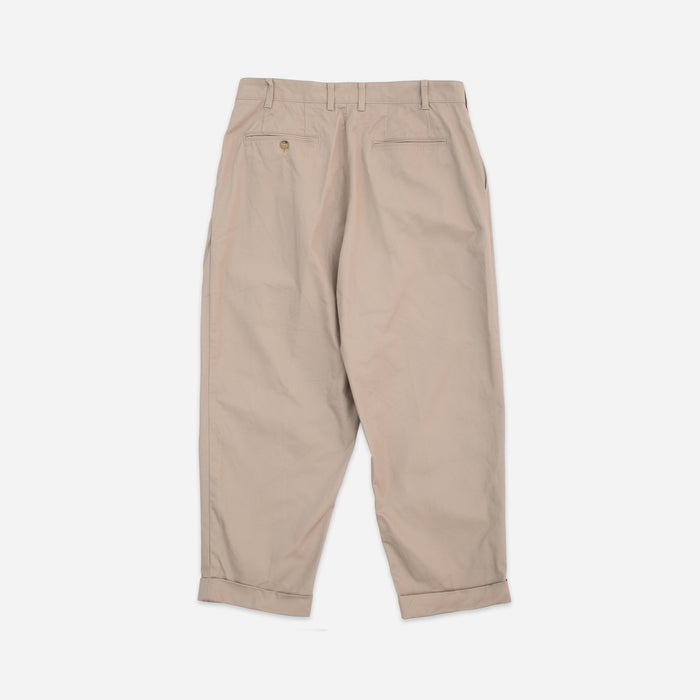 Beams Plus 2 PLEAT CLASSIC TWILL CHINO TROUSER - KHAKI