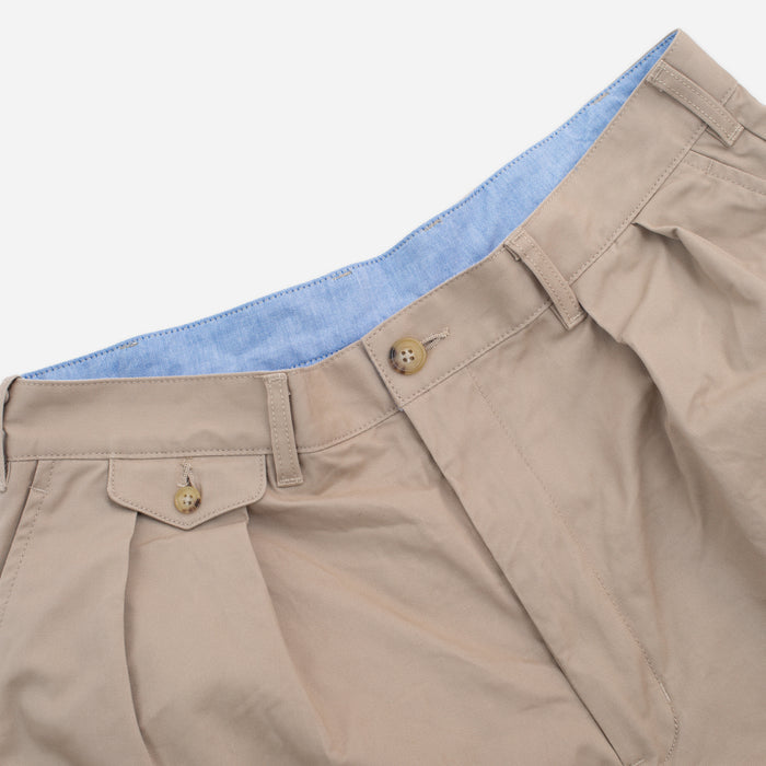 Beams Plus 2 PLEAT CLASSIC TWILL CHINO TROUSER - KHAKI