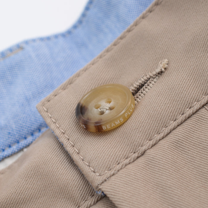 Beams Plus 2 PLEAT CLASSIC TWILL CHINO TROUSER - KHAKI