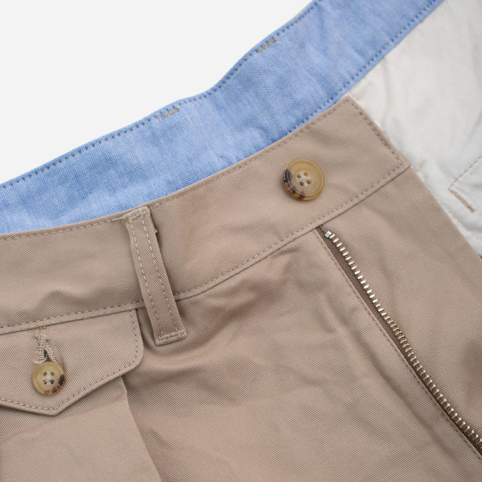 Beams Plus 2 PLEAT CLASSIC TWILL CHINO TROUSER - KHAKI