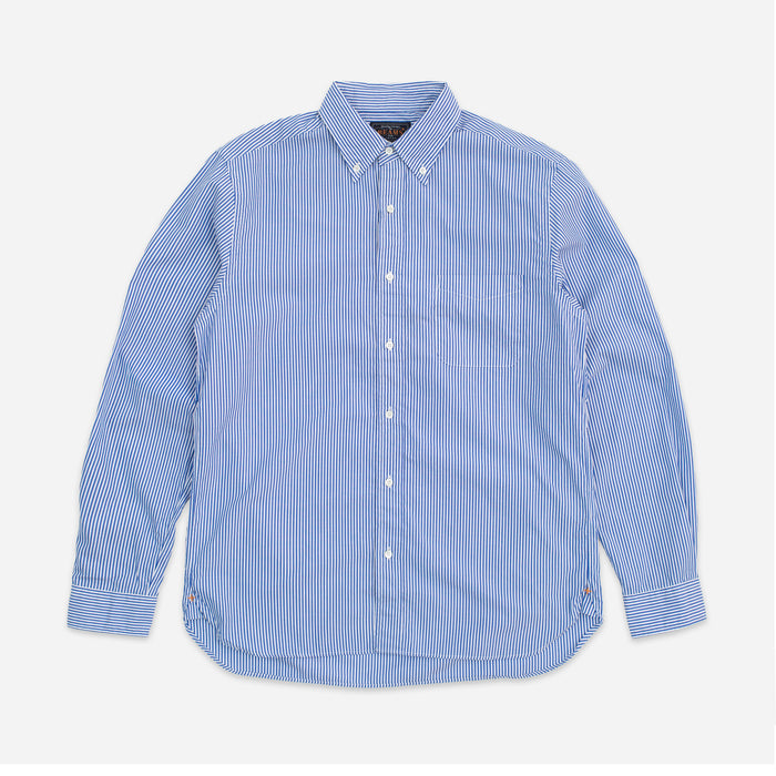Beams Plus LONDON STRIPE POPLIN SHIRT - BLUE