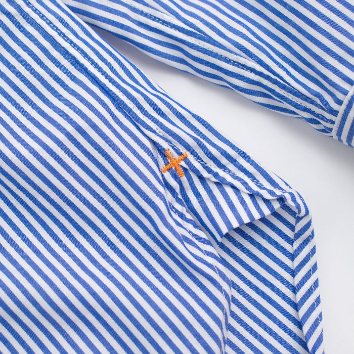 Beams Plus LONDON STRIPE POPLIN SHIRT - BLUE