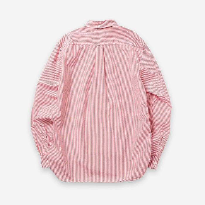 Beams Plus LONDON STRIPE POPLIN SHIRT - RED