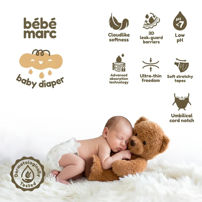 Bebemarc Super Soft & Ultra-Thin Baby Taped Diapers