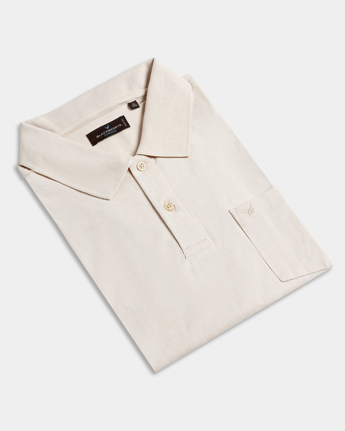 Beige Cream Printed Polo - Bogum