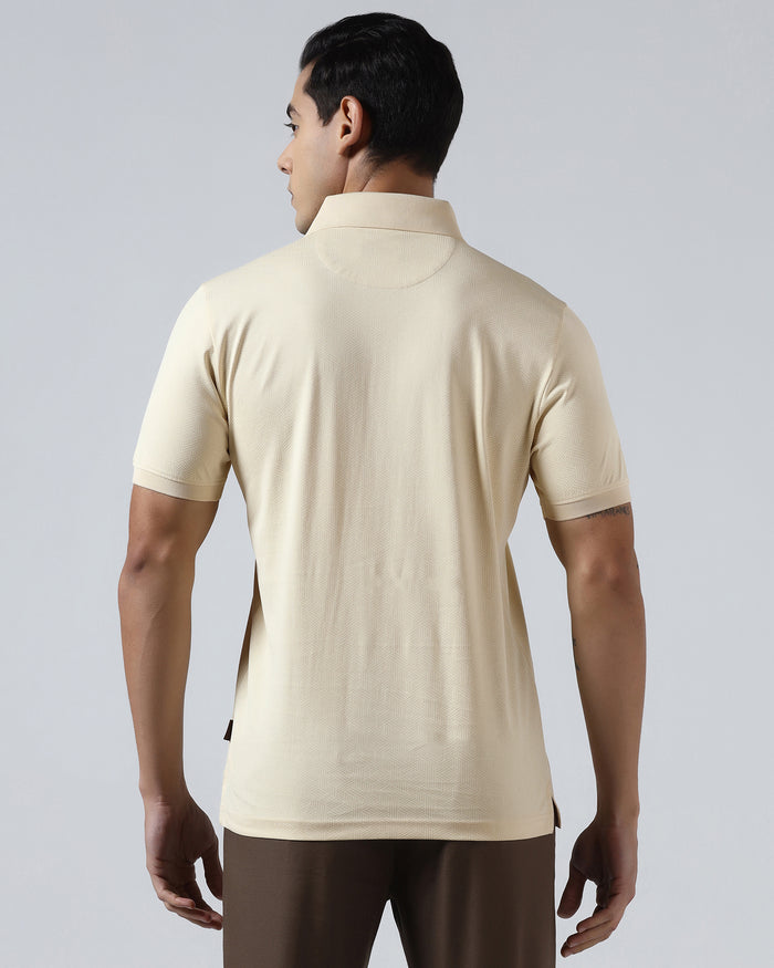 Beige Cream Printed Polo - Sign