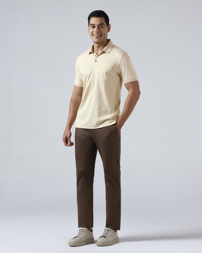 Beige Cream Printed Polo - Sign