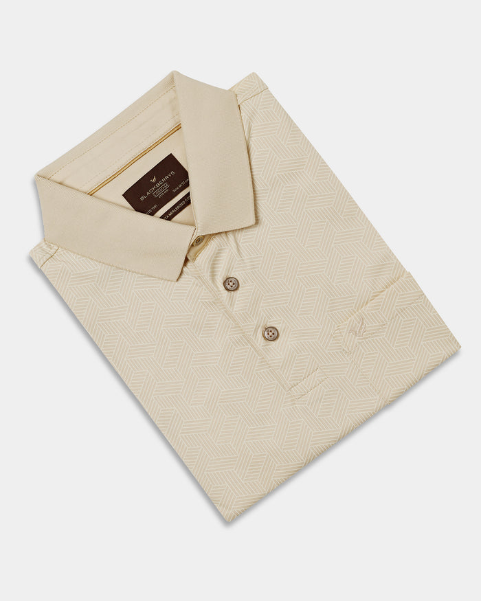 Beige Cream Printed Polo - Sign