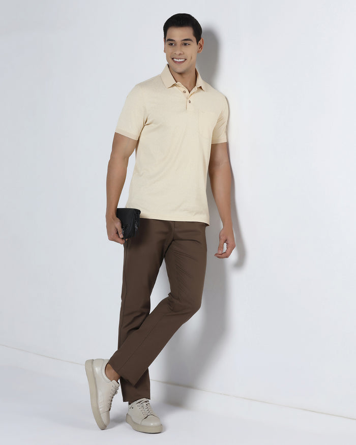 Beige Cream Printed Polo - Sign