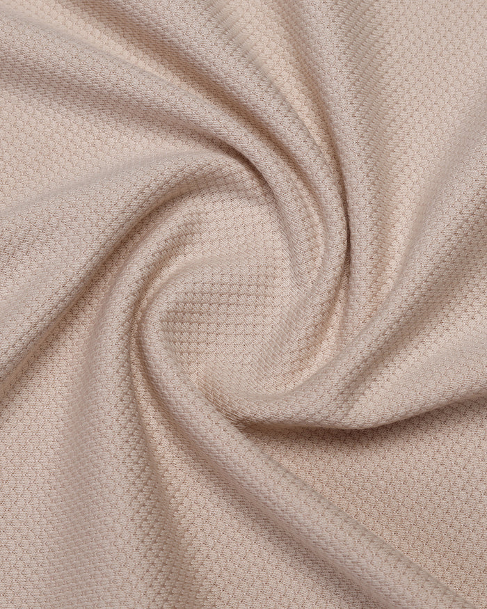 Beige Crew Neck Textured T-Shirt - Doloras