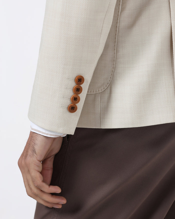 Beige Luxe Solid Blazer - Randal