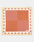Beige Printed 100% Silk Pocket Square - 9Arena