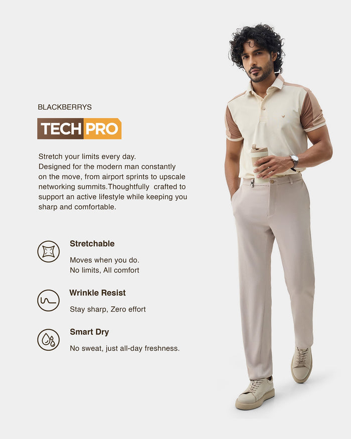 Beige TechPro Stripe Trouser - Martini