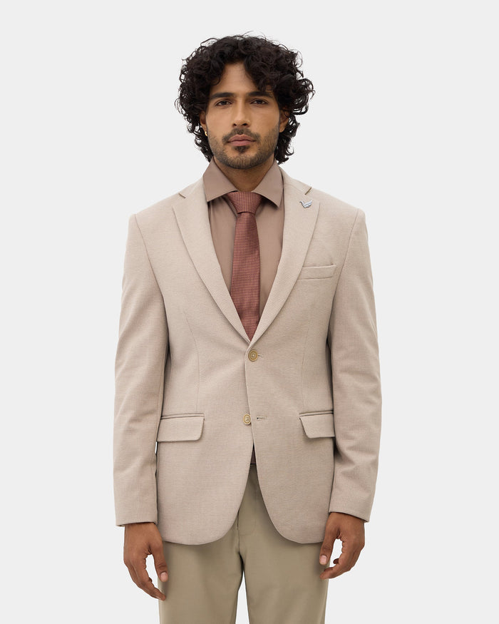 Beige Textured Blazer - Cayson